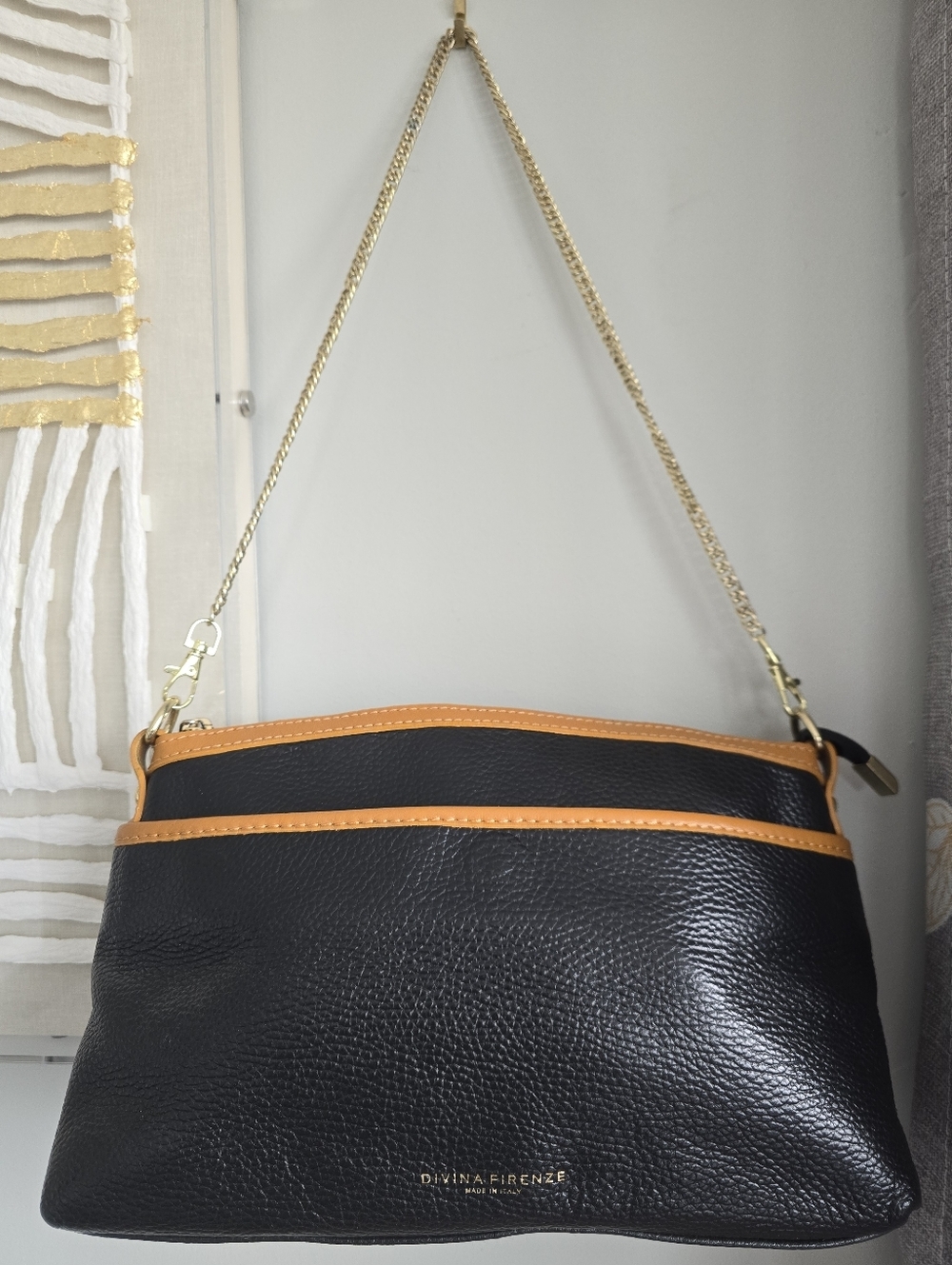 Divina Firenze Lilla Black Pebbled Leather Clutch